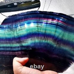 Natural Rainbow Fluorite Crystal Slab Quartz Piece Healing Specimen Stone 4.58LB
