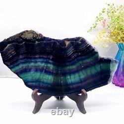 Natural Rainbow Fluorite Crystal Slab Quartz Piece Healing Specimen Stone 4.58LB