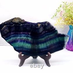 Natural Rainbow Fluorite Crystal Slab Quartz Piece Healing Specimen Stone 4.58LB