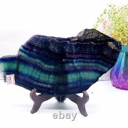 Natural Rainbow Fluorite Crystal Slab Quartz Piece Healing Specimen Stone 4.58LB