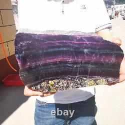 Natural Rainbow Fluorite Crystal Slab Quartz Piece Healing Specimen Stone 5.48LB