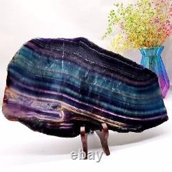 Natural Rainbow Fluorite Crystal Slab Quartz Piece Healing Specimen Stone 6.43LB