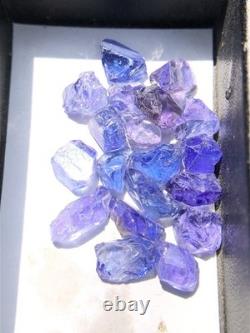 Natural Tanzanite Crystal Lot, 20 Pieces Zoisite Rough, Pleochroism, Tanzania