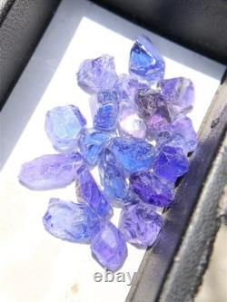 Natural Tanzanite Crystal Lot, 20 Pieces Zoisite Rough, Pleochroism, Tanzania