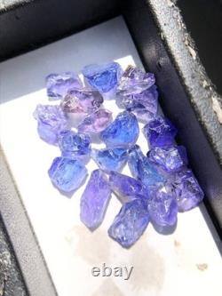 Natural Tanzanite Crystal Lot, 20 Pieces Zoisite Rough, Pleochroism, Tanzania