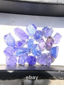 Natural Tanzanite Crystal Lot, 20 Pieces Zoisite Rough, Pleochroism, Tanzania