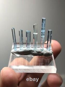 Natural Terminated Vietnam Aquamarine 6 Piece Lot Saturated Crystal Facet Grade