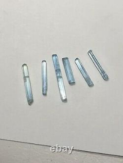 Natural Terminated Vietnam Aquamarine 6 Piece Lot Saturated Crystal Facet Grade