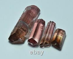 Natural Transparent Terminated Pink Tourmaline Crystal Four Pieces 49.20 Carat