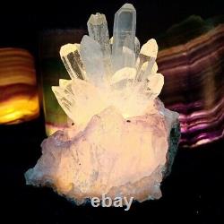 Natural White Crystal Cluster Lamp+Amethyst Base High Quality Quartz Crafts 1pc