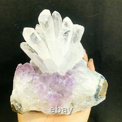 Natural White Crystal Cluster Lamp+Amethyst Base High Quality Quartz Crafts 1pc