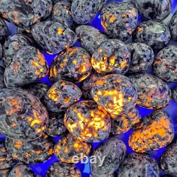 Natural Yooperlite Tumbled Stones UV Reactive Fluorescent sodalite Crystal Gift