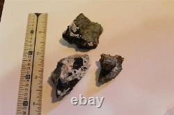 Neptunite In Matrix 3 Pieces With Many Crystal. Very Attractive Group