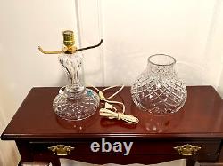 New! Vintage WATERFORD CRYSTAL 17 Tall 2-Piece Electric Hurricane Lamp IRELAND