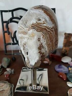 OCEAN JASPER 2 kilos Statement Piece On a Silver Stand 20cm tall