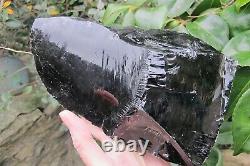 Obsidian crystal Tower Black Protection Glass Natural piece Mexico lava 2.329 K