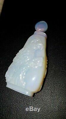 Opal Scent Bottle Natural Opal Large piece carved with eagles 3 dimension