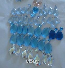 Over 40 Piece Crystal Drops All For Chandelier Turquoise Blue & More