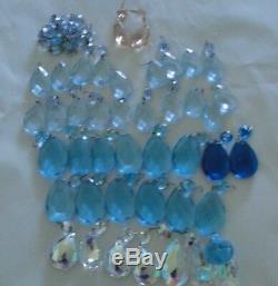 Over 40 Piece Crystal Drops All For Chandelier Turquoise Blue & More