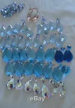 Over 40 Piece Crystal Drops All For Chandelier Turquoise Blue & More