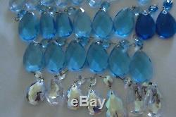 Over 40 Piece Crystal Drops All For Chandelier Turquoise Blue & More