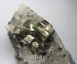 PYRITE BRILLIANT FINE CRYSTALS scattered on QUARTZS from PERU. SUPERIOR PIECE