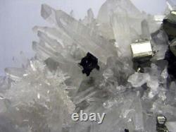 PYRITE BRILLIANT FINE CRYSTALS scattered on QUARTZS from PERU. SUPERIOR PIECE