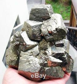 PYRITE BRILLIANT PENTADODECAHEDRAL CRYSTALS on MATRIX from PERU. MASTER PIECE