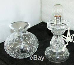 Pair Vintage Waterford Crystal Lismore 2 Piece Electric Hurricane Table Lamps