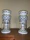 Pair Of Vintage Crystal Luster Mantle Lamps With Prisms-beautiful Estate Pieces