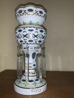 Pair of Vintage Crystal Luster Mantle Lamps with Prisms-Beautiful Estate Pieces