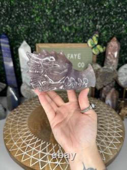 Pastel Fluorite Dragon Head Crystal Carvings, Statement Piece