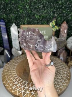 Pastel Fluorite Dragon Head Crystal Carvings, Statement Piece