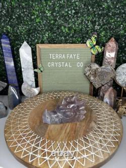 Pastel Fluorite Dragon Head Crystal Carvings, Statement Piece
