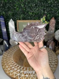 Pastel Fluorite Dragon Head Crystal Carvings, Statement Piece