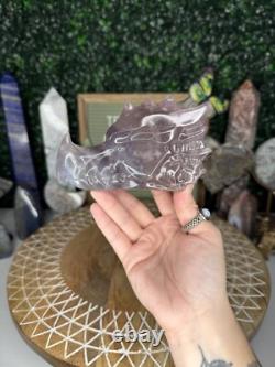 Pastel Fluorite Dragon Head Crystal Carvings, Statement Piece