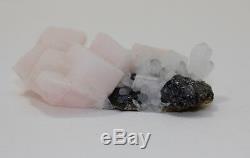 Pink Mangano Calcite Quartz Crystals & Sphalerite Peru Show Piece Quality