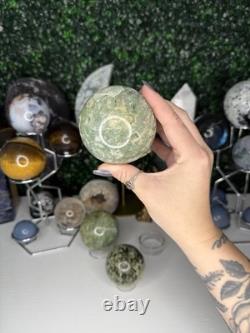 Prehnite Sphere 164 Crystal Spheres, Statement Piece