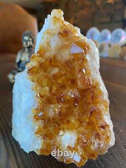 Premium High Grade Citrine Druzy 70 Mini Geode Cluster Piece 1.117g H12xW11xD9cm