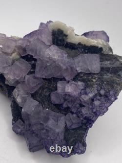 Purple Cubic Fluorite Crystal Cluster! Self Standing & Double Sided! See