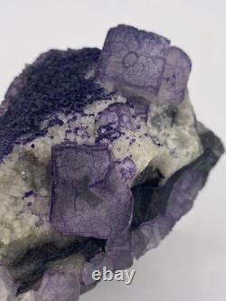 Purple Cubic Fluorite Crystal Cluster! Self Standing & Double Sided! See