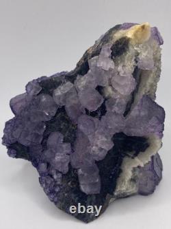 Purple Cubic Fluorite Crystal Cluster! Self Standing & Double Sided! See