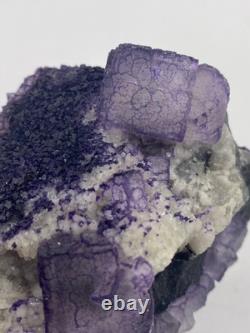 Purple Cubic Fluorite Crystal Cluster! Self Standing & Double Sided! See