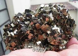 Pyrite Brilliant Cubic Crystals, Sphalerites & Calcites Peru. Wonderful Piece