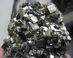 Pyrite Brilliant Cubic Crystals, Sphalerites & Calcites Peru. Wonderful Piece