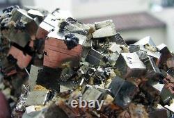 Pyrite Brilliant Cubic Crystals, Sphalerites & Calcites Peru. Wonderful Piece