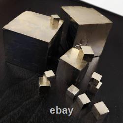 Pyrite Crystal Cubes Display Set 12 piece 385gr largest 826gr total
