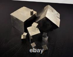 Pyrite Crystal Cubes Display Set 12 piece 385gr largest 826gr total