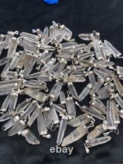 Quartz Crystal Pendant With Silver Good Quality 100 Pieces 10 Mm To 18 Mm Size