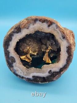 Quartz Geode Crystal Rock with Scene of Play Figurines inside of it Cool Piece
